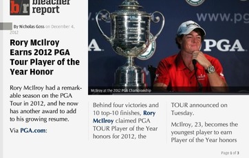 Rory McIlroy Earns 2012 PGA Tour Player of the Year Honor